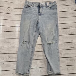 Time and Tru Light Blue Distressed Cropped Straight Leg Jeans Womens Size 12